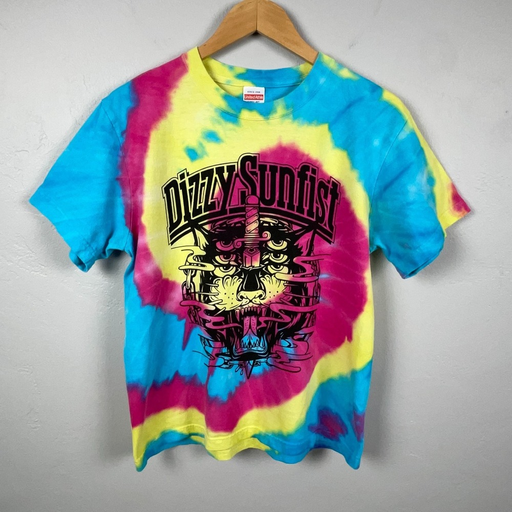 Dizzy Sunfist T-Shirt Unisex Small Tie Dye Graphic Caffeine Bomb Records Band